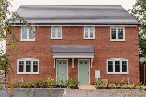 Hilfort place development, image of semi detached homes with plants, leaves, trees