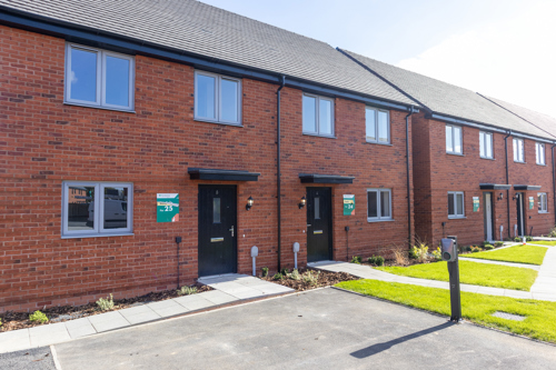 Rowa of semi detached houses with drives