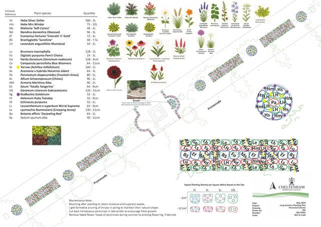 "Image detailing various plant species included in the planting plan for the Long Gardens"